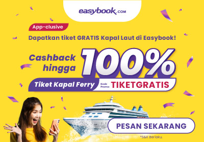 "✨ DAPATKAN TIKET GRATIS KAPAL FERRY! Cashback hingga 100% untuk Pemesanan di Easybook!🏝️✨" 